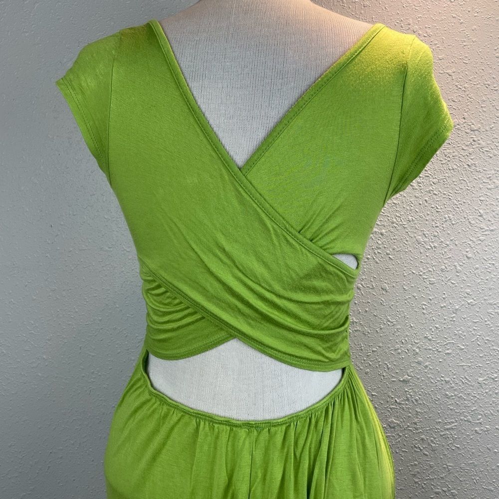 Pre-Loved Bella D Womens Green Midi Dress with Open Back Size M - Picture 5 of 7